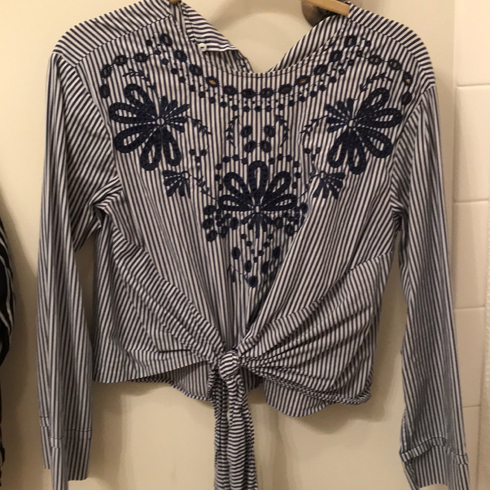 Zara striped and knotted top